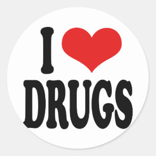 Sticker Rond J'aime des drogues