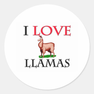 Sticker Rond J'aime des lamas