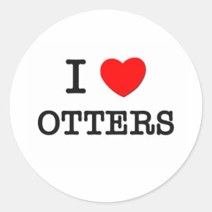 Sticker Rond J'aime des LOUTRES