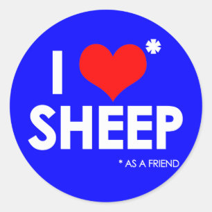Sticker Rond J'aime * des moutons