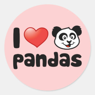 Sticker Rond J'aime des pandas