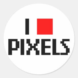 Sticker Rond J'aime des pixels