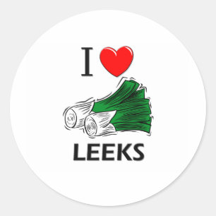 Sticker Rond J'aime des poireaux