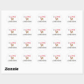 Sticker Rond J'aime des poulets (Feuille)