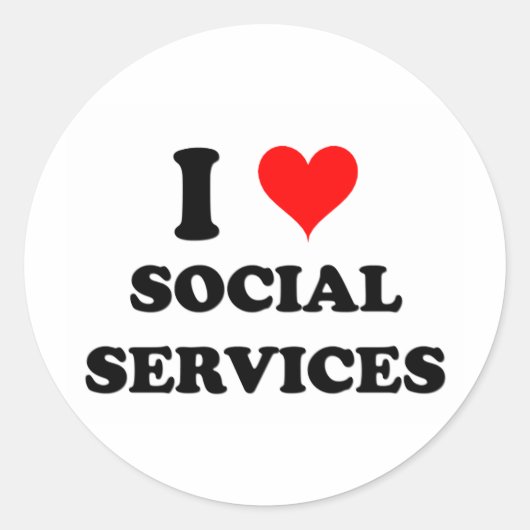 Sticker Rond J'aime des Services Sociaux (Devant)