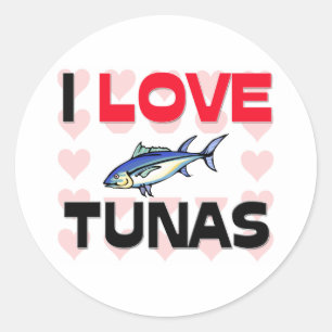 Sticker Rond J'aime des thons