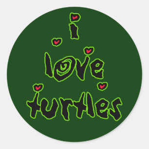 Sticker Rond J'aime des tortues