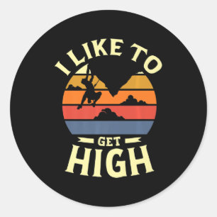 Sticker Rond J'aime devenir haut pour un Rock Climber Fun Rock