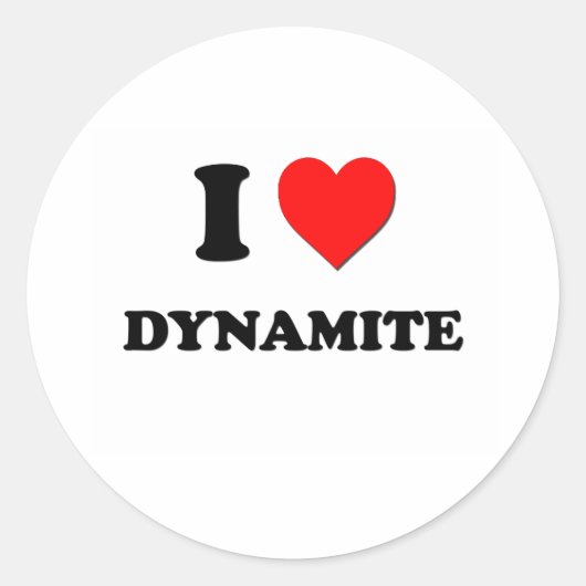 Sticker Rond J'aime Dynamite (Devant)