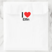 Sticker Rond j'aime elfin (Sac)