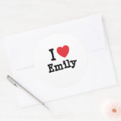 Sticker Rond J'aime Emily coeur T-shirt (Enveloppe)