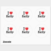 Sticker Rond J'aime Emily coeur T-shirt (Feuille)