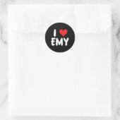 Sticker Rond J'aime Emy - Cœur - Nom (Sac)