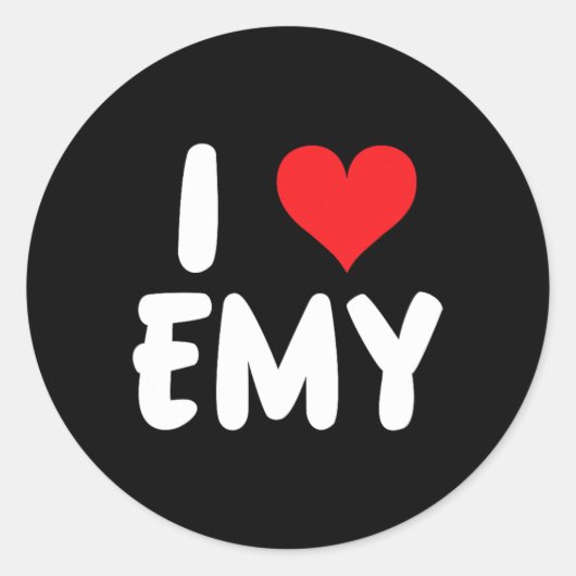 Sticker Rond J'aime Emy - Cœur - Nom (Devant)