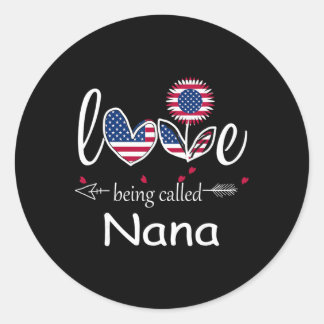 Sticker Rond J'aime être Nana Drapeau des États-Unis 4 juillet