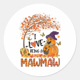 Sticker Rond J'Aime Être Un Citrouille Automne Mawmaw Halloween