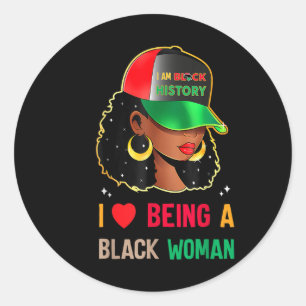 Sticker Rond J'Aime Être Une Femme Noire Mois De L'Histoire Noi