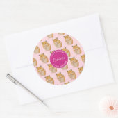 Sticker Rond J'aime Hamsters Motif Hamster Rose (Enveloppe)