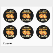 Sticker Rond J'Aime Hanoukka Un Latke Funny Latkes Heureux (Feuille)