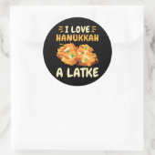 Sticker Rond J'Aime Hanoukka Un Latke Funny Latkes Heureux (Sac)