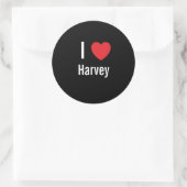 Sticker Rond J'aime Harvey (Sac)