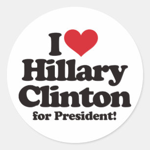 Sticker Rond J'aime Hillary Clinton pour le président