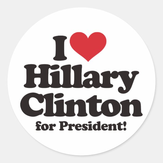 Sticker Rond J'aime Hillary Clinton pour le président (Devant)