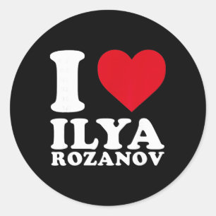 Sticker Rond J'aime Ilya Rozanov Joueur de Hockey Cœur Gras Sou