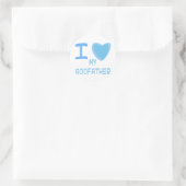 Sticker Rond J'aime (J'adore) le parrain (Sac)