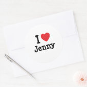 Sticker Rond J'aime Jenny coeur T-shirt (Enveloppe)