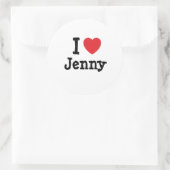 Sticker Rond J'aime Jenny coeur T-shirt (Sac)