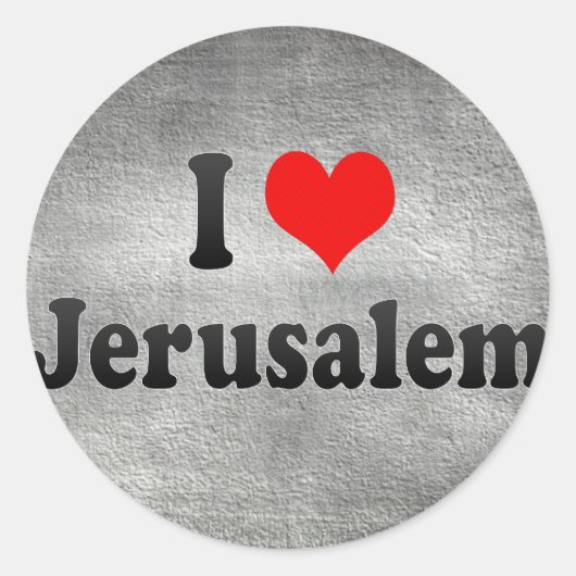 Sticker Rond J'Aime Jérusalem, Israël (Devant)