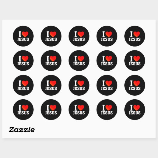 Sticker Rond J'aime Jésus (Feuille)