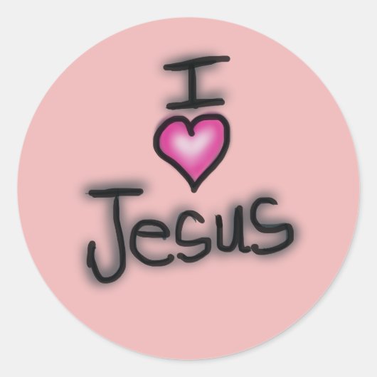 Sticker Rond J'aime Jésus Coeur rose (Devant)