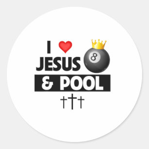 Sticker Rond J'Aime Jésus Et Bâton De Billard 8 Ll Billard De P