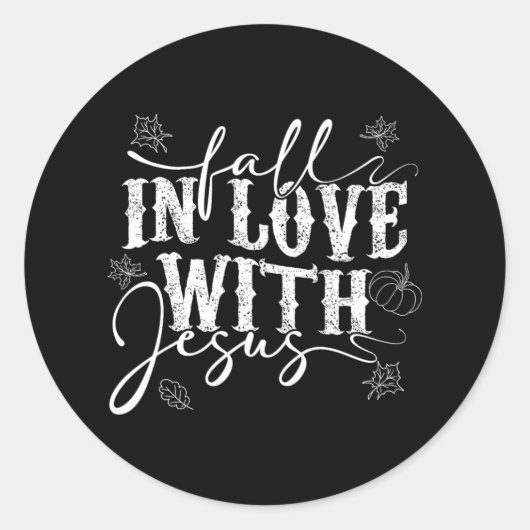 Sticker Rond J'Aime Jésus Tombe Feuilles Et Citrouille Automne (Devant)