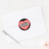 Sticker Rond J'aime Julia. Je t'aime Julia. Cœur (Enveloppe)