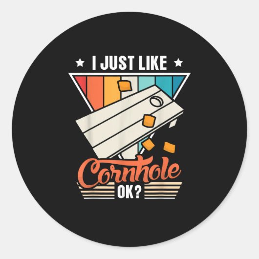 Sticker Rond J'Aime Juste Cornhole ok Cornhole (Devant)