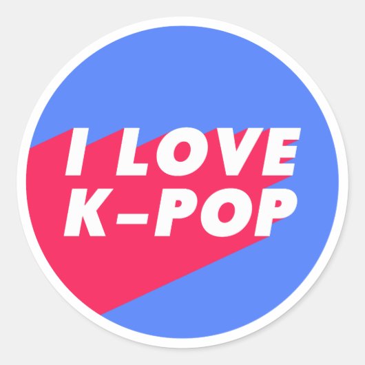 Sticker Rond J'aime K-Pop Blue Rose Circle Design (Devant)