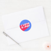 Sticker Rond J'aime K-Pop Blue Rose Circle Design (Enveloppe)