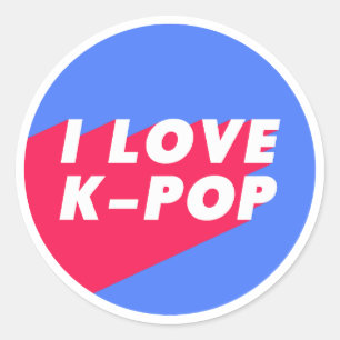 Sticker Rond J'aime K-Pop Blue Rose Circle Design