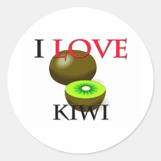 Sticker Rond J'aime Kiwi (Devant)