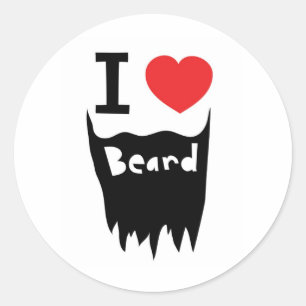 Sticker Rond J'aime la barbe