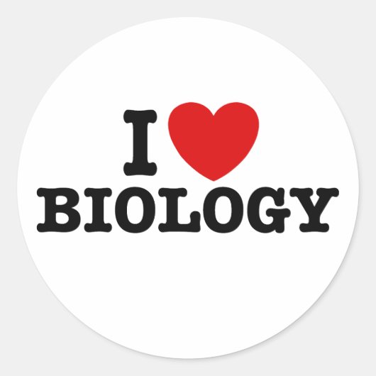 Sticker Rond J'aime la biologie (Devant)