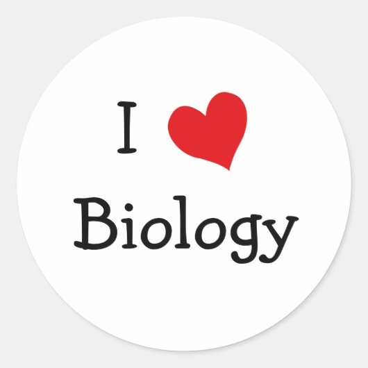 Sticker Rond J'aime la biologie (Devant)