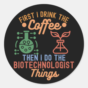 Sticker Rond J'aime la biotechnologie, citations de biotechnolo
