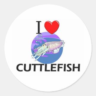 Sticker Rond J'Aime La Cuttlefish