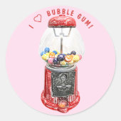 Sticker Rond J'Aime La gomme À Bulles (Devant)