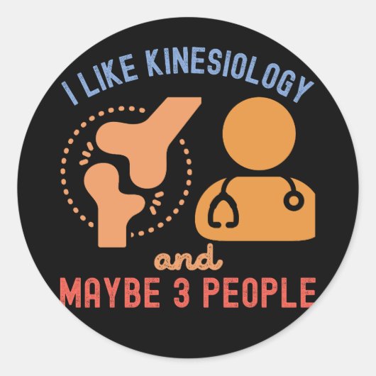 Sticker Rond J'aime la kinésiologie et peut-être 3 personnes (Devant)