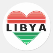 Sticker Rond J'aime la Libye, le coeur libyen (Devant)